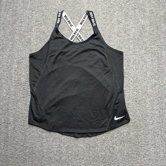 Nike Just Do It Elastika Strap Loose Tank Top Womens Medium Black Criss Cross - Picture 1 of 6